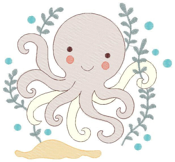 Octopus embroidery design - Sea animal embroidery designs machine embroidery pattern - Ocean animals embroidery - instant digital download