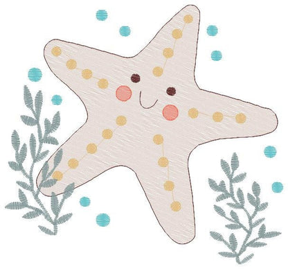 Starfish embroidery designs - Ocean Sea Star embroidery design machine embroidery pattern - Stars rippled design - kids embroidery ocean jef