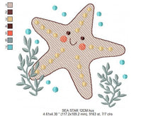 Laden Sie das Bild in den Galerie-Viewer, Starfish embroidery designs - Ocean Sea Star embroidery design machine embroidery pattern - Stars rippled design - kids embroidery ocean jef
