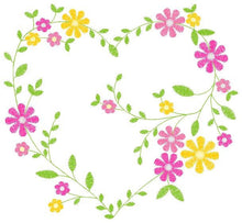 Carica l&#39;immagine nel visualizzatore di Gallery, Heart with flowers embroidery designs - Flower embroidery design machine embroidery pattern - Baby girl embroidery - Heart embroidery frame
