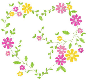 Heart with flowers embroidery designs - Flower embroidery design machine embroidery pattern - Baby girl embroidery - Heart embroidery frame