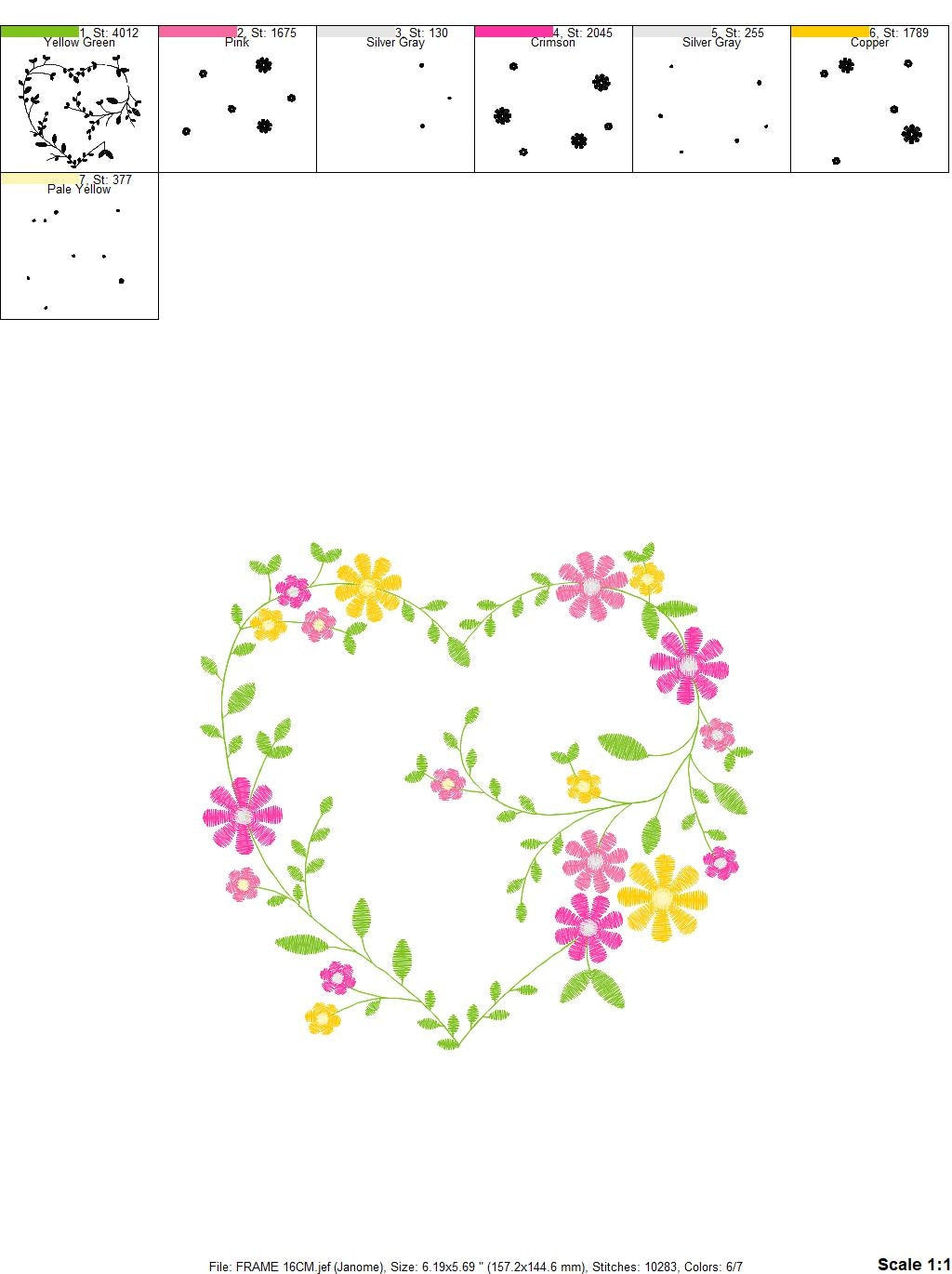 Heart with flowers embroidery designs - Flower embroidery design machine embroidery pattern - Baby girl embroidery - Heart embroidery frame