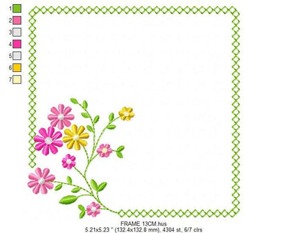 Monogram Frame embroidery designs - Flower embroidery design machine embroidery pattern - Floral embroidery file - baby girl embroidery pes
