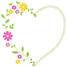 Carica l&#39;immagine nel visualizzatore di Gallery, Heart with flowers embroidery designs - Flower embroidery design machine embroidery pattern - Baby girl embroidery - Heart embroidery frame
