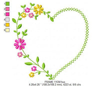 Charger l&#39;image dans la galerie, Heart with flowers embroidery designs - Flower embroidery design machine embroidery pattern - Baby girl embroidery - Heart embroidery frame
