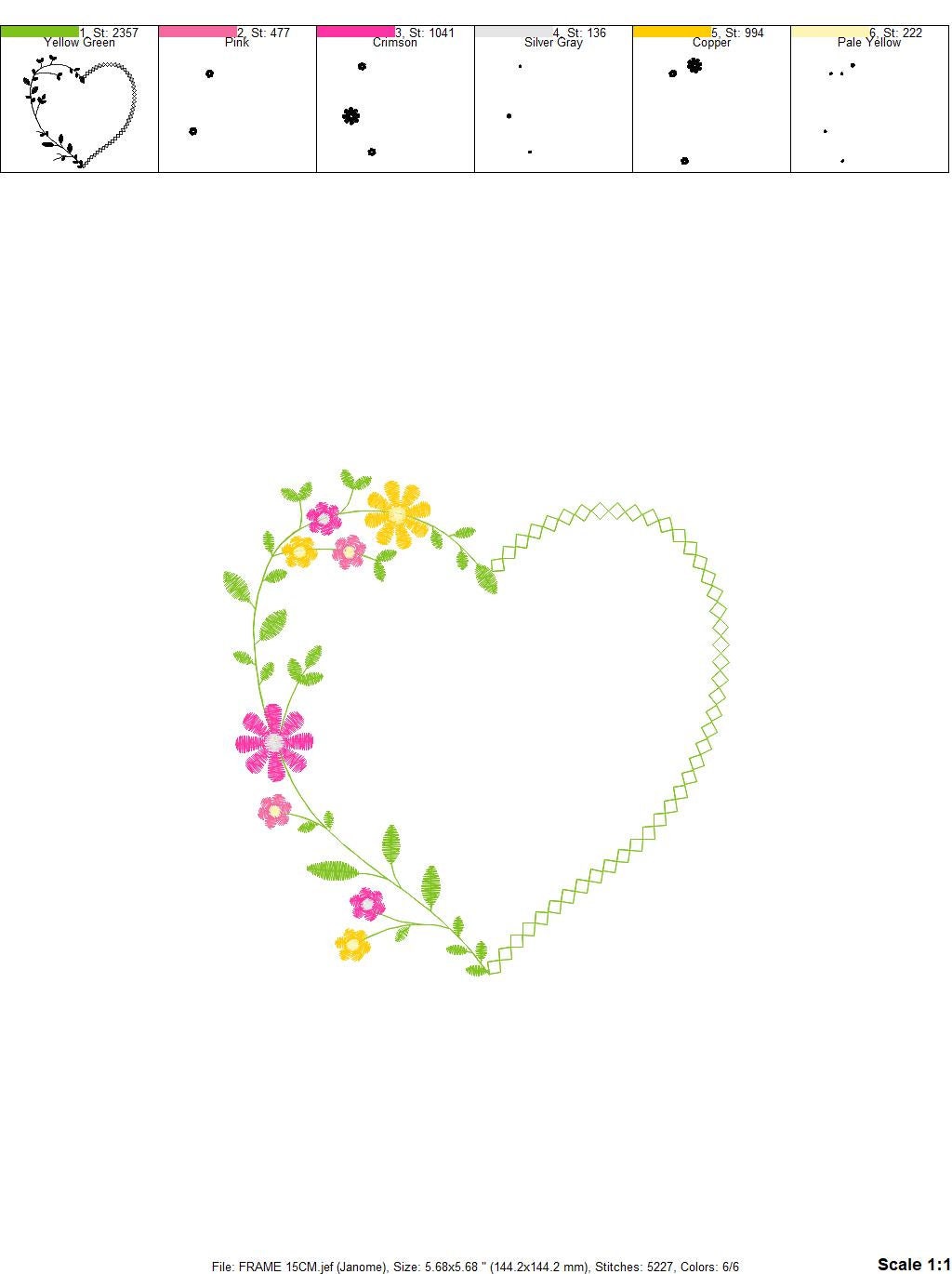 Heart with flowers embroidery designs - Flower embroidery design machine embroidery pattern - Baby girl embroidery - Heart embroidery frame