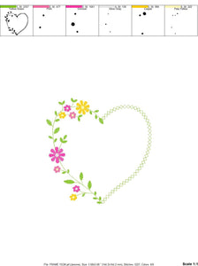 Heart with flowers embroidery designs - Flower embroidery design machine embroidery pattern - Baby girl embroidery - Heart embroidery frame