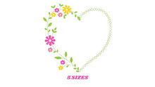 Carica l&#39;immagine nel visualizzatore di Gallery, Heart with flowers embroidery designs - Flower embroidery design machine embroidery pattern - Baby girl embroidery - Heart embroidery frame
