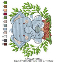 Cargar imagen en el visor de la galería, Baby Elephant embroidery designs - Animal embroidery design machine embroidery pattern - Baby boy embroidery file - safari embroidery hus
