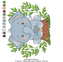 Charger l&#39;image dans la galerie, Baby Elephant embroidery designs - Animal embroidery design machine embroidery pattern - Baby boy embroidery file - safari embroidery hus
