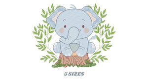 Baby Elephant embroidery designs - Animal embroidery design machine embroidery pattern - Baby boy embroidery file - safari embroidery hus