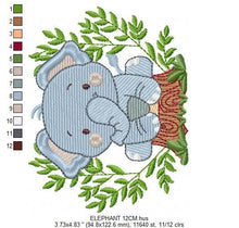 Cargar imagen en el visor de la galería, Baby Elephant embroidery designs - Animal embroidery design machine embroidery pattern - Baby boy embroidery file - safari embroidery hus
