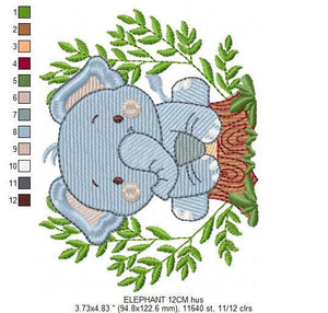 Baby Elephant embroidery designs - Animal embroidery design machine embroidery pattern - Baby boy embroidery file - safari embroidery hus