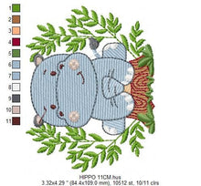 Cargar imagen en el visor de la galería, Hippo embroidery designs - Safari embroidery design machine embroidery pattern - Animal embroidery file - baby girl embroidery pes download
