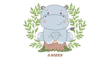 Cargar imagen en el visor de la galería, Hippo embroidery designs - Safari embroidery design machine embroidery pattern - Animal embroidery file - baby girl embroidery pes download
