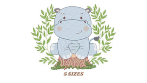 Hippo embroidery designs - Safari embroidery design machine embroidery pattern - Animal embroidery file - baby girl embroidery pes download