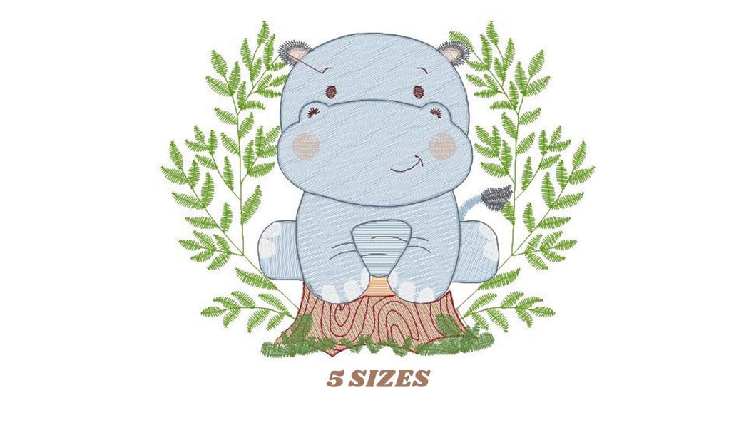 Hippo embroidery designs - Safari embroidery design machine embroidery pattern - Animal embroidery file - baby girl embroidery pes download