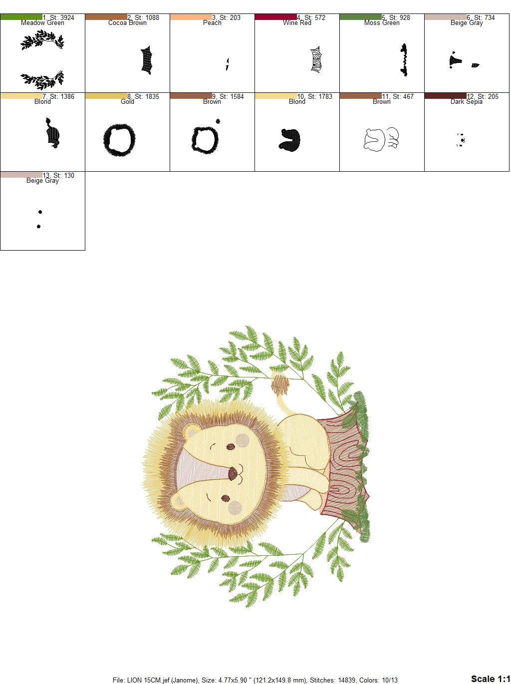 Lion embroidery designs - Safari embroidery design machine embroidery pattern - Baby boy embroidery file - Lion king embroidery download dst