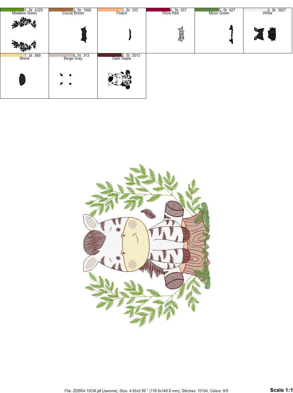 Zebra embroidery designs - Animal embroidery design machine embroidery pattern - Safari embroidery file - instant digital download pes hus