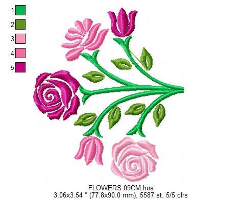Roses embroidery designs - Kitchen Towel embroidery design machine embroidery pattern - Rose embroidery file - Flower embroidery pes hus jef