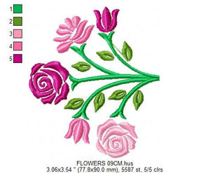 Roses embroidery designs - Kitchen Towel embroidery design machine embroidery pattern - Rose embroidery file - Flower embroidery pes hus jef