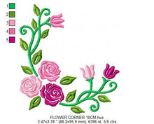 Load image into Gallery viewer, Rose embroidery designs - Flower embroidery design machine embroidery pattern - Roses corner embroidery file - instant download jef floral
