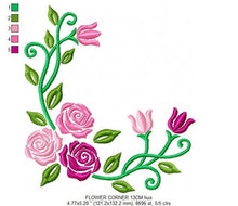 Cargar imagen en el visor de la galería, Rose embroidery designs - Flower embroidery design machine embroidery pattern - Roses corner embroidery file - instant download jef floral
