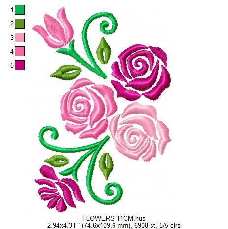 Roses embroidery designs - Flower embroidery design machine embroidery pattern - Floral embroidery file - instant embroidery download dst