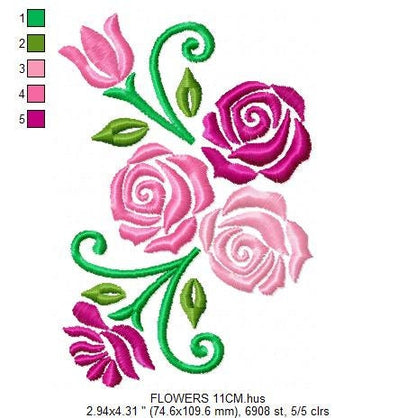 Roses embroidery designs - Flower embroidery design machine embroidery pattern - Floral embroidery file - instant embroidery download dst