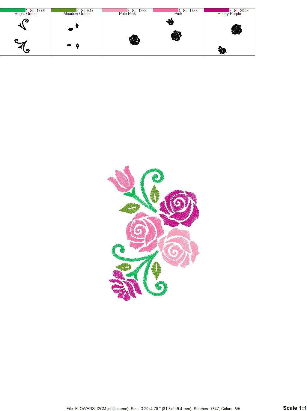 Roses embroidery designs - Flower embroidery design machine embroidery pattern - Floral embroidery file - instant embroidery download dst
