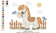 Load image into Gallery viewer, Horse embroidery design - Farm Pony embroidery designs machine embroidery pattern - Cowboy embroidery - instant download stallion mustang
