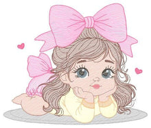 Load image into Gallery viewer, Girl embroidery designs - Baby girl with lace embroidery design machine embroidery pattern - Toddler embroidery file - digital download pes
