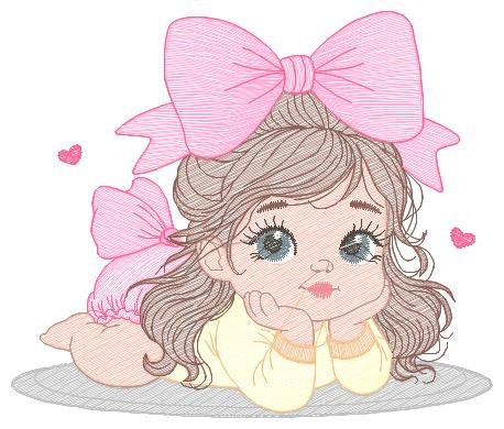 Girl embroidery designs - Baby girl with lace embroidery design machine embroidery pattern - Toddler embroidery file - digital download pes