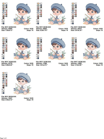 Baby boy embroidery design - Newborn embroidery designs machine embroidery pattern - Kid embroidery file - children toddler embroidery dst