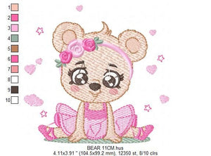 Ballerina Bear embroidery designs - Ballerina embroidery design machine embroidery pattern - Baby girl embroidery - Seating Ballerina jef