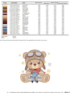 Pilot Bear embroidery designs - Plane embroidery design machine embroidery pattern - Teddy bear embroidery file - Bear Pilot boy embroidery