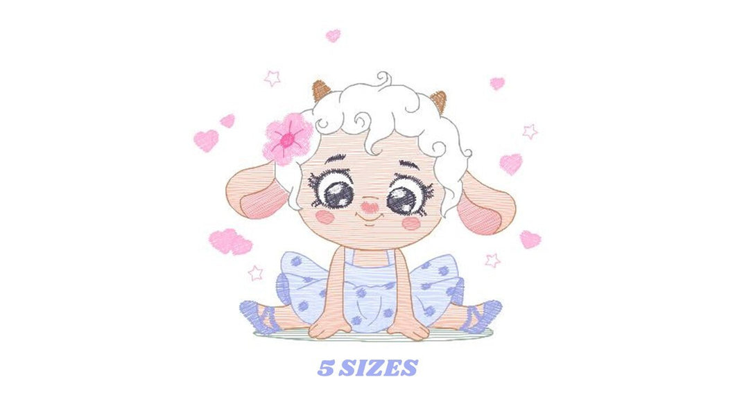 Ballerina Sheep embroidery design - Lamb Ballerina embroidery designs machine embroidery pattern - Baby girl embroidery file - hus download