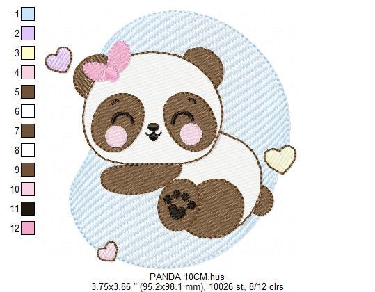 Sleeping Panda embroidery design - Female Animal embroidery designs machine embroidery pattern - Baby girl embroidery file instant download