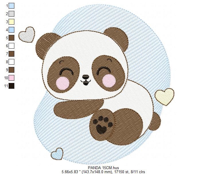 Sleeeping Panda embroidery design - Male Animal embroidery designs machine embroidery pattern - Baby boy embroidery file - instant download