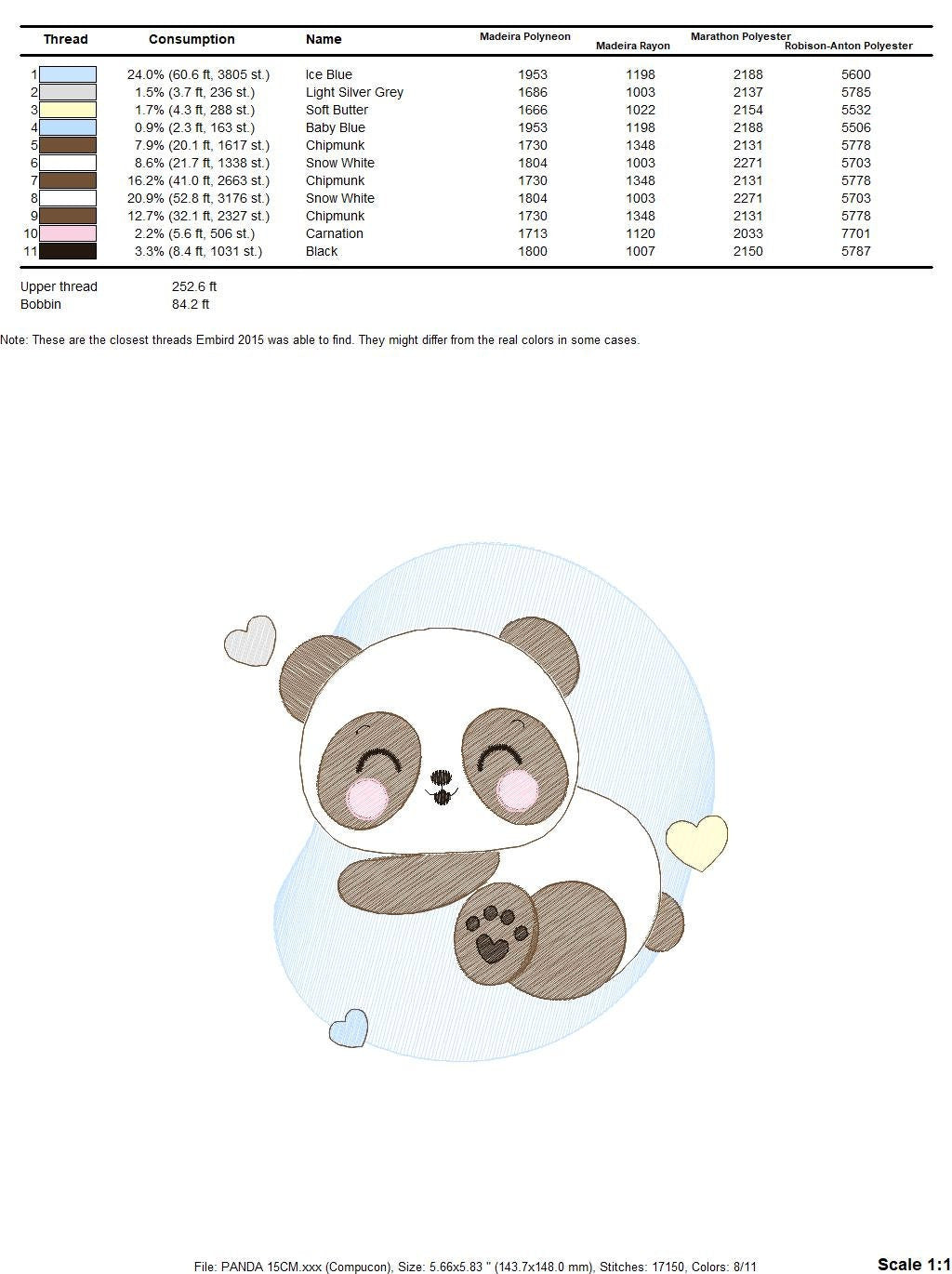 Sleeeping Panda embroidery design - Male Animal embroidery designs machine embroidery pattern - Baby boy embroidery file - instant download