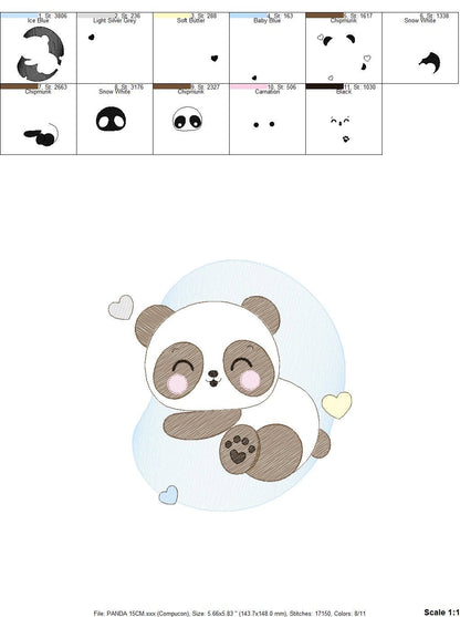 Sleeeping Panda embroidery design - Male Animal embroidery designs machine embroidery pattern - Baby boy embroidery file - instant download