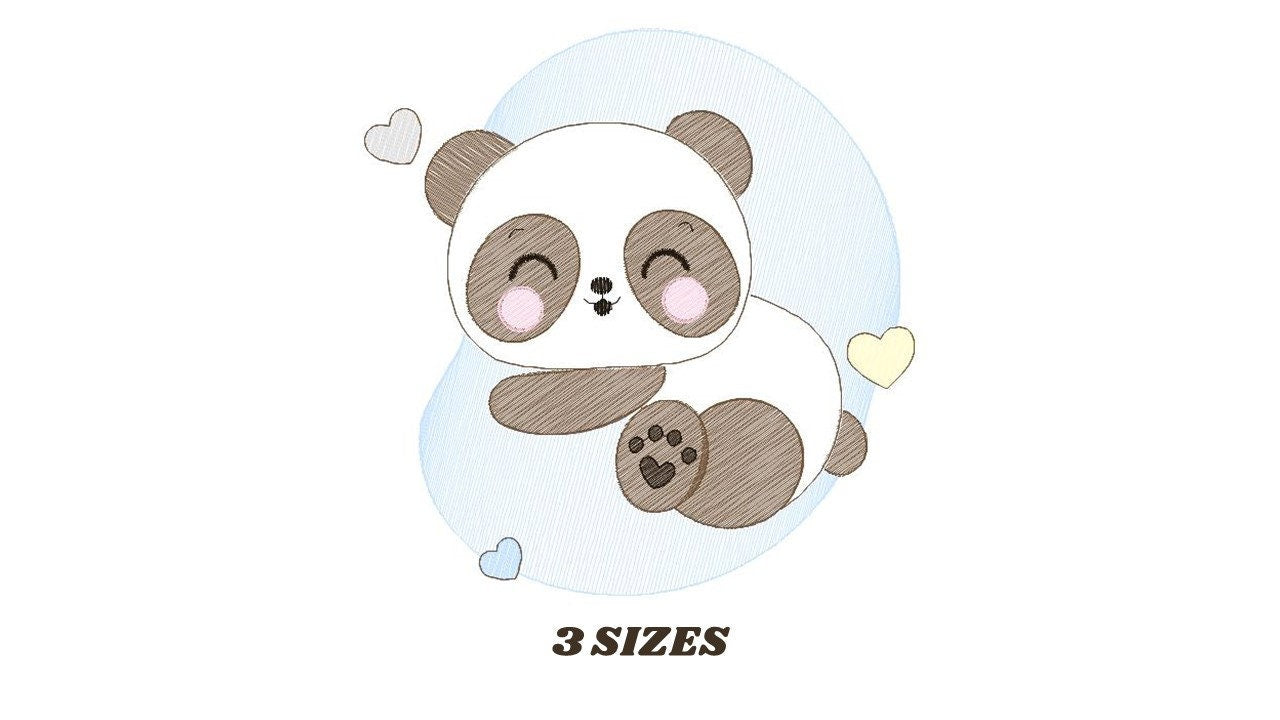 Sleeeping Panda embroidery design - Male Animal embroidery designs machine embroidery pattern - Baby boy embroidery file - instant download
