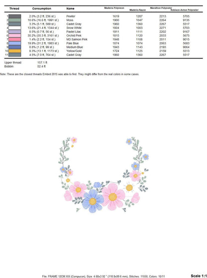 Monogram Frame embroidery designs - Flower wreath embroidery design machine embroidery pattern - Floral laurel embroidery file - download