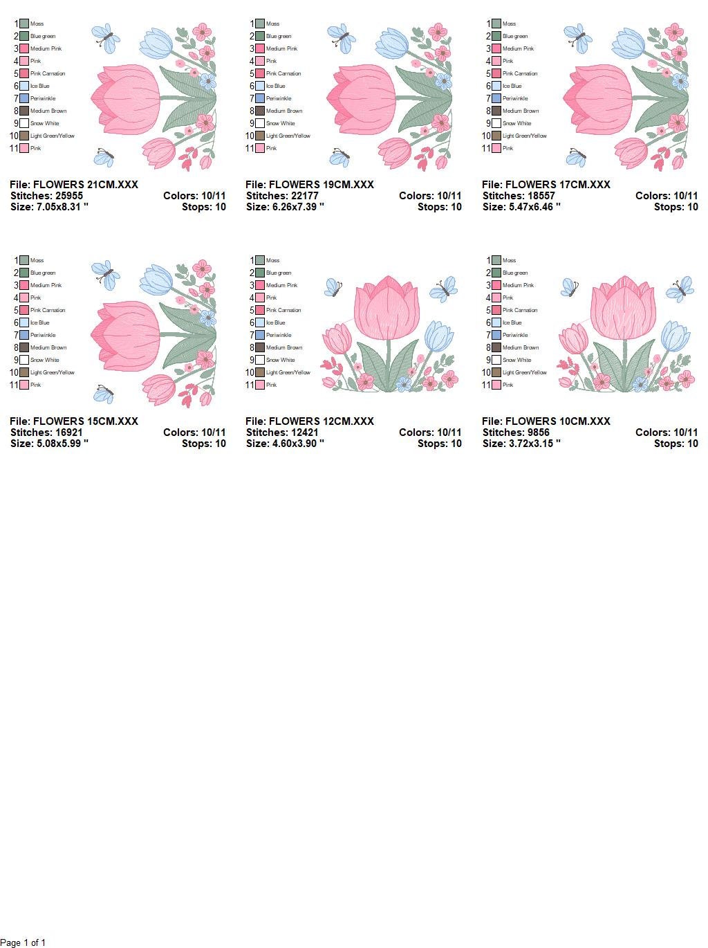 Tulip embroidery designs - Flower embroidery design machine embroidery pattern - Kitchen towel embroidery file - instant download pes dst