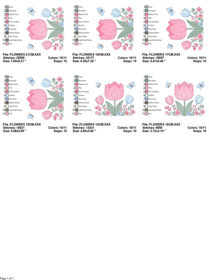 Tulip embroidery designs - Flower embroidery design machine embroidery pattern - Kitchen towel embroidery file - instant download pes dst