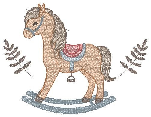 Toy Horse embroidery design - Baby boy embroidery designs machine embroidery pattern - Horse toy embroidery file - instant download hus dst