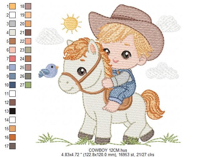 Cowboy embroidery design - Baby boy with horse embroidery designs machine embroidery pattern - Farm ranch embroidery file - instant download