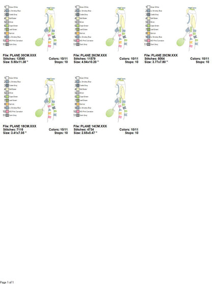 Plane embroidery designs - Airplane embroidery design machine embroidery pattern - Baby boy embroidery file - Plane with flags pes download