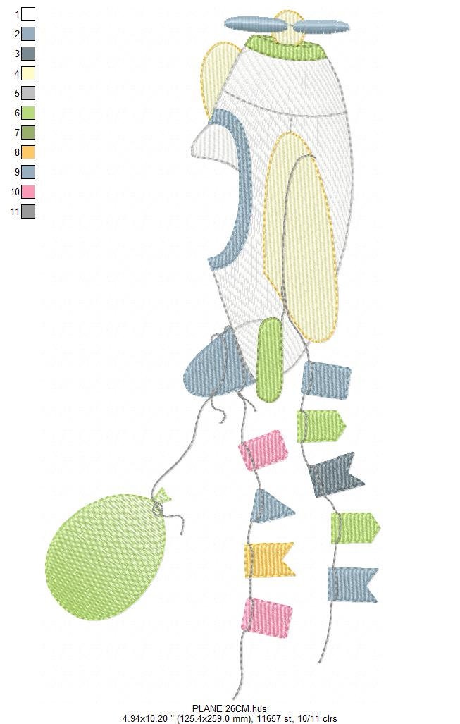 Plane embroidery designs - Airplane embroidery design machine embroidery pattern - Baby boy embroidery file - Plane with flags pes download