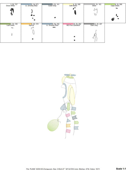 Plane embroidery designs - Airplane embroidery design machine embroidery pattern - Baby boy embroidery file - Plane with flags pes download